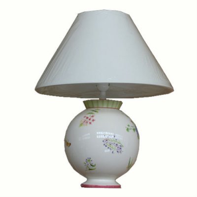 Lampe boule vent de fleurs Faïence de Lunéville