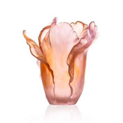 Vessière Cristaux | Cristallerie Baccarat, Lalique, Saint-Louis, Daum 48 vase-tulipe-ambre-rose-daum