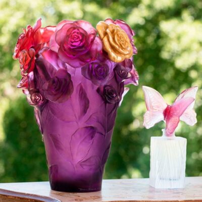 Vase-roses-violer-feuille-or-Daum-France