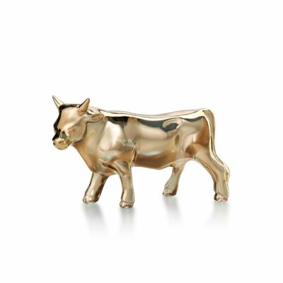 sculpture buffle en cristal or Baccarat