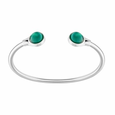 bracelet flexible cabochon en cristal vert lalique France