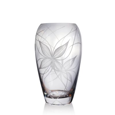 Vase roni ovale gravé main cristal lehrer