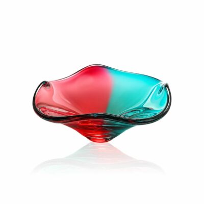 Coupelle cristal arlequin turquoise rouge