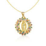 Rainbow Virgin Mary Medallion Pendant